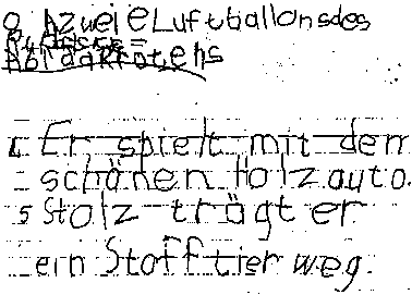 Example of spatial dysgraphia.