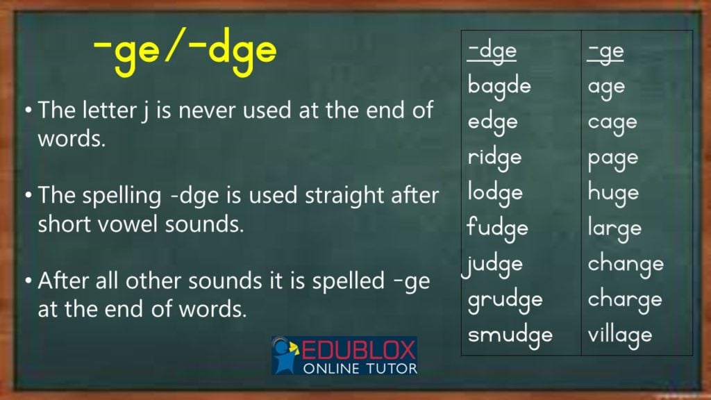 Spelling rule: -ge or -dge?