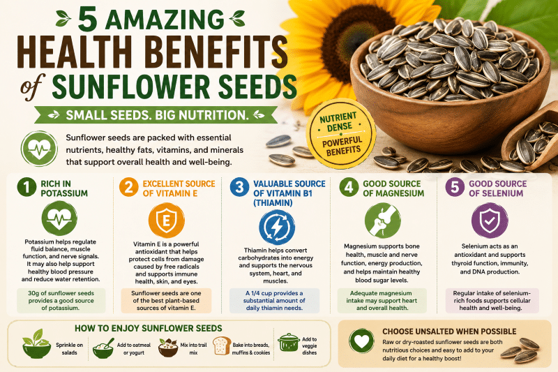 Health Benefits of Sunflower Seeds infographic
