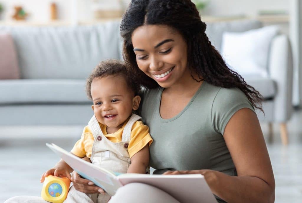 Mom and baby reading